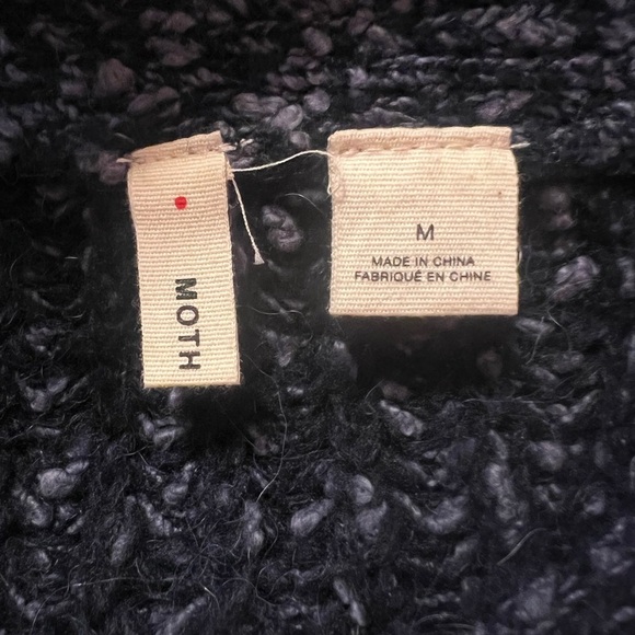 Anthropologie Moth v-neck pull over marbled navy cotton wool alpaca sweater - Picture 7 of 10